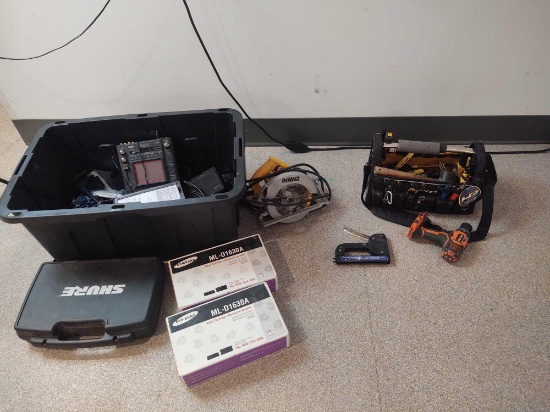 DeWalt Circular Saw, RIDGID Drill *No Battery, Assorted Hand Tools, Toner, Korg Kaoss Pad