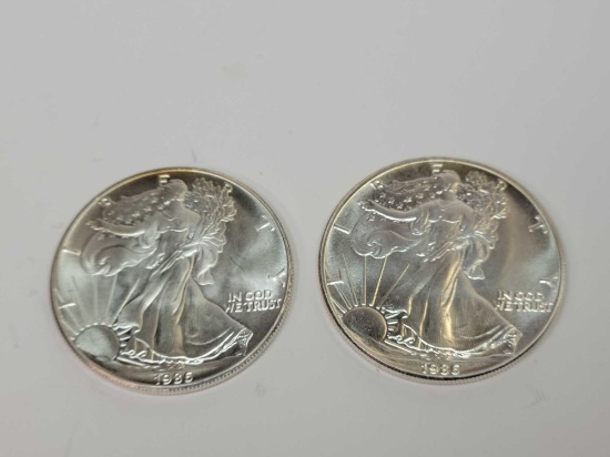2 1986 American eagle 1oz fine silver dollars