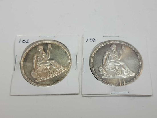 Pair of 1 troy ounce 999 silver coins