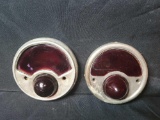Pair of early Stop automobile light lenses, one Stop Studebaker