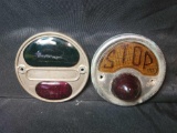Pair of early Stop automobile light lenses with holders