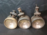 3 Vintage automobile headlights