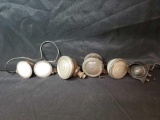 6 Vintage automobile lights with glass lenses