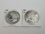Pair of 1985 1 troy ounce 999 silver Morgan copy coins