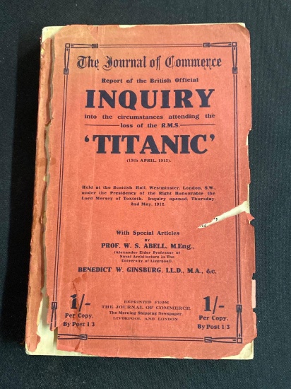 Journal of Commerce report of the British official Inquiry into loss of the Titanic.