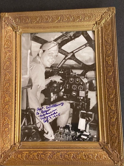 5 x 7 Photo of co-pilot C. W. Albury of "Boxcar Nagasaki", signed & dated.