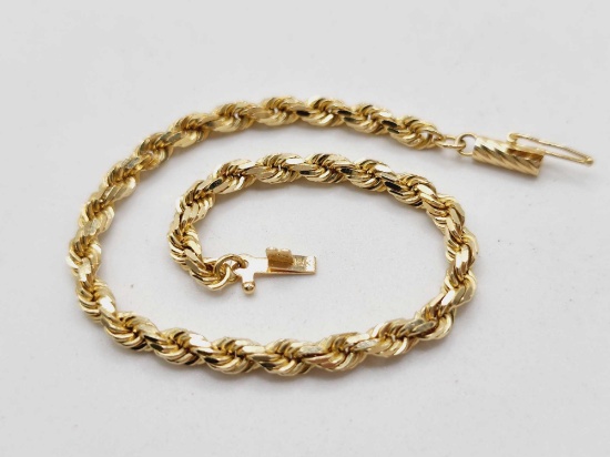 14k yellow gold heavy rope bracelet