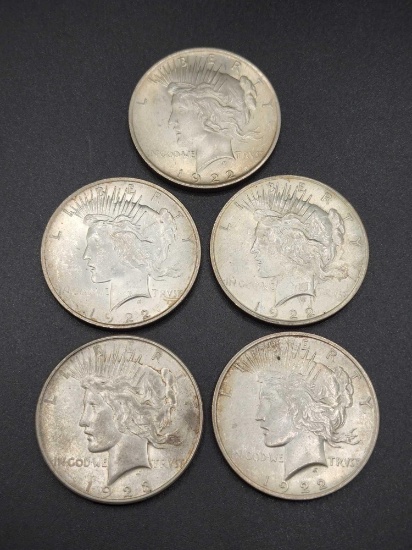 (5) Silver peace dollar / coins