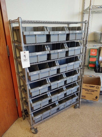 Seville Classics 7 Tier Rolling Shelf w/ Storage Bins