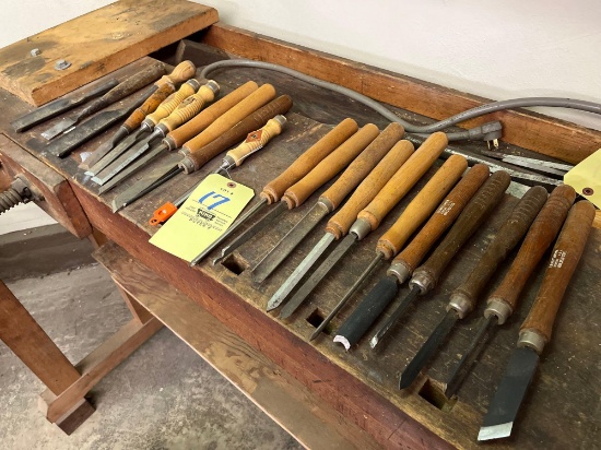 assorted lathe tools
