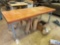 Butcher block top work table on casters and metal frame