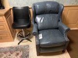 Leather Recliner and Stool
