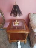 Glass-Center End Table w/ Lamp