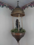 Hanging Caged Mill Scene Oil Lamp
