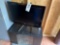 lg. TV - stand - microwave, fan, MAC mud flap, galvanized can