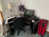 Desk, Chair, Computer, Printer