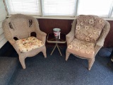 Wicker Chairs and. Side Table