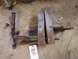 3 wooden clamps & hand drill