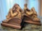 Antique metal clad nude male and female NIGHT & DAY bookends