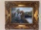 Davis signed oil/canvas of two ladies & man, 21.5