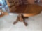 Antique oak claw-footed pedestal extension table, 63.5