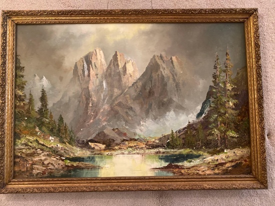 Signed Rosengertine Rothhandgebiet (Austrian). Paint is peeling off canvas.