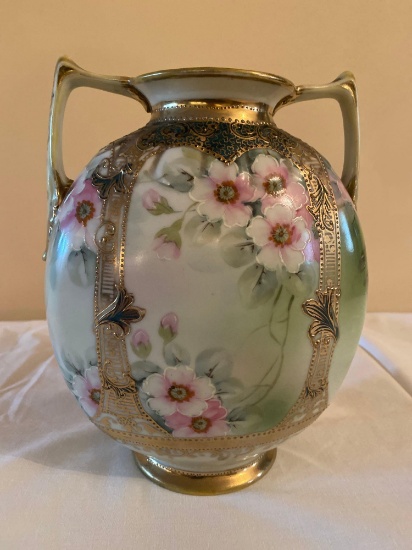 Nippon hand painted 7.5" tall vase.