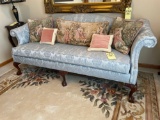 Vic blue sofa with carved claw feet