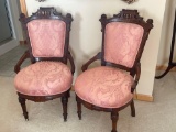 pair walnut Victorian chairs