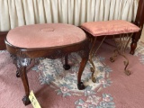 Victorian ball and claw footed stool and metal vanity stool