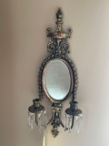 pair metal mirror sconces with glass prisms