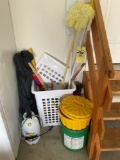hamper - sprayer - bag chair - yard sticks - umbrella - trash cans -