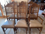 Set of (6) high back dining chairs w/ Naugahyde seats, 46