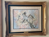 Davis signed original water color of birds, 