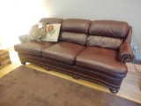3 Cushion Leather Sofa w/ Nail Head Trim