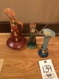 three pieces of Roseville pottery