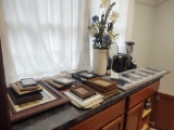Contents of Laundry Room Cabinets inc. Frames, Dishware, Small Appliances and Mops