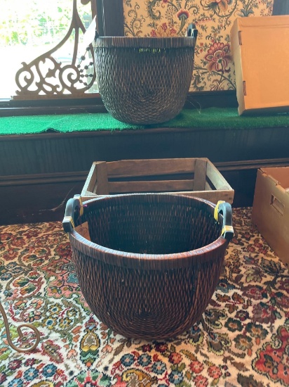 decorative baskets, wood crate