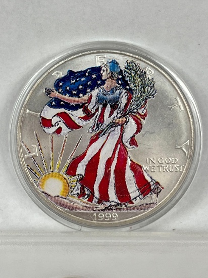 1999 American Silver Eagle .999 Silver Colorized