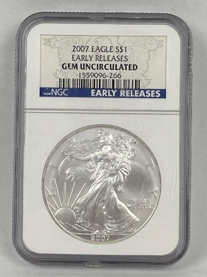 2007 American Silver Eagle Early Releases Graded GEM Uncirculated