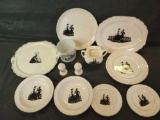 Assorted Silhouette china, some geometric brand