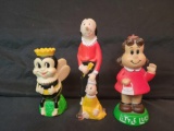 Queen Bee and Little Lucy banks and Olive Oyl rubber figure