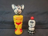 1965 Terrytoons Mighty Mouse Soaky and Jergens lotion bottle