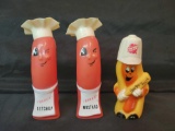 Plastic Frankie ketchup and mustard, Kahns containers