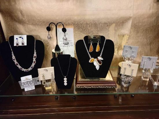 Costume jewelry necklace earring sets and displays