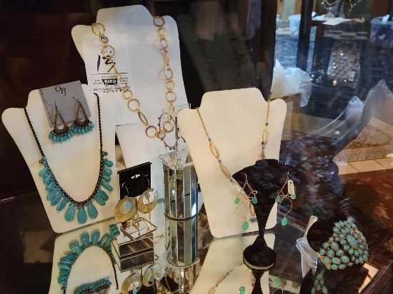 Costume jewelry necklace earring sets, bracelet, and displays