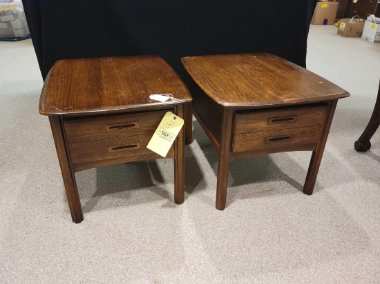 Pair of Harmony mod century one drawer end tables