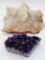 (2) gemstone/crystal specimens: Amethyst and druzy chalcedony