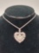 Diamond studded sterling silver heart necklace