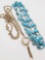 Ladies enamel pendant watch and blue beads